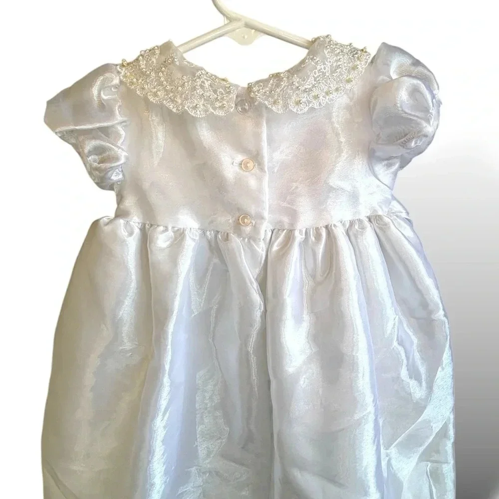 Baby 0-3 mo Alegria baptism gown w embroidered Mary. Like new cndtn.